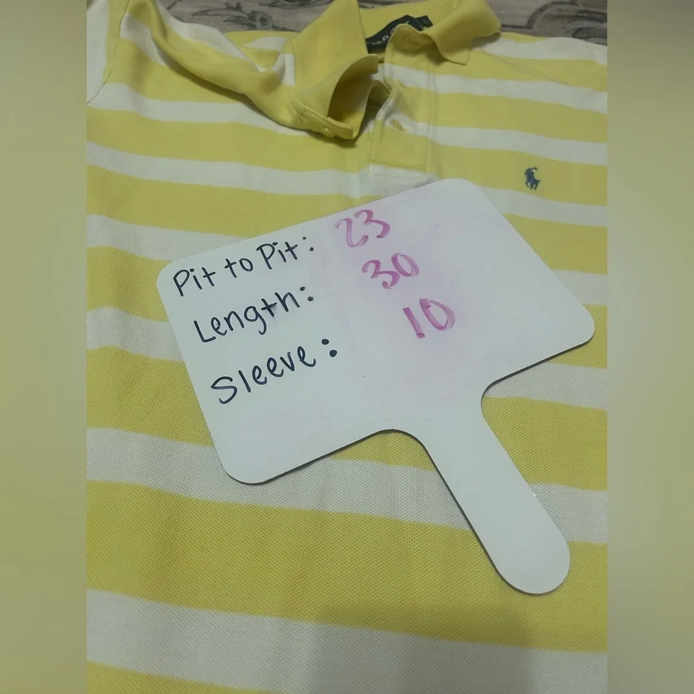 Ralph Lauren Polo Golf Shirt Sz L Yellow White Stripe Preppy Outdoor Performance